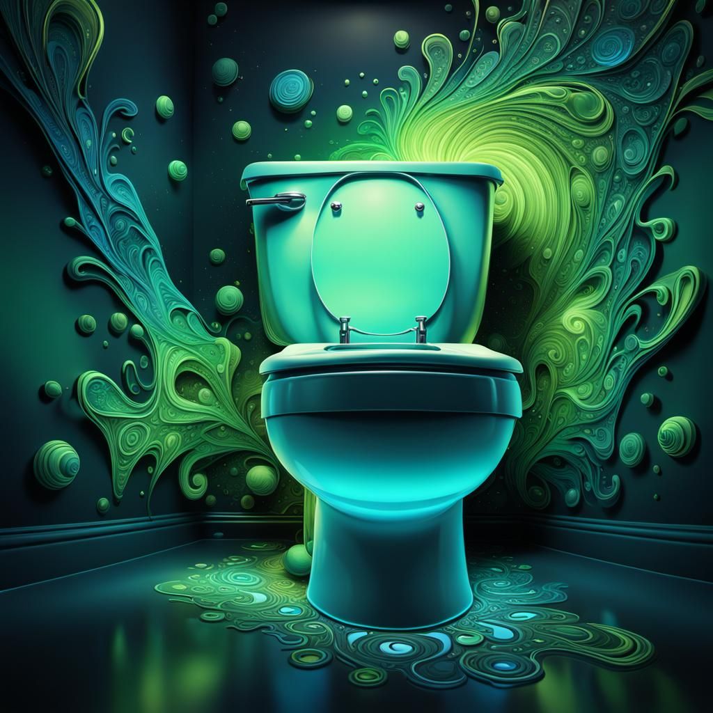 Chaotic Toilet Overflow in Neon Light