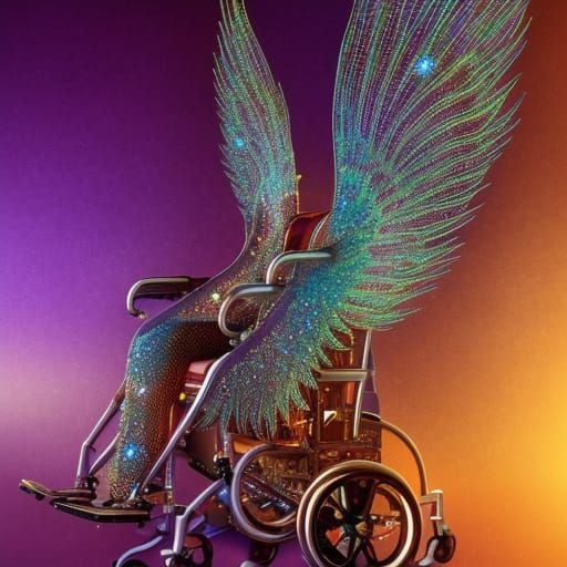 Winged Wheelchair: Detailed Matte Painting in Fantasy Style