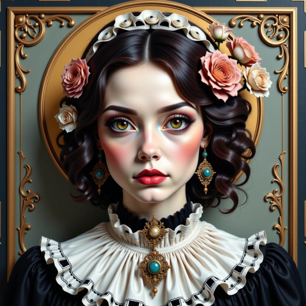 Hugues Merle Style Portrait of a Woman