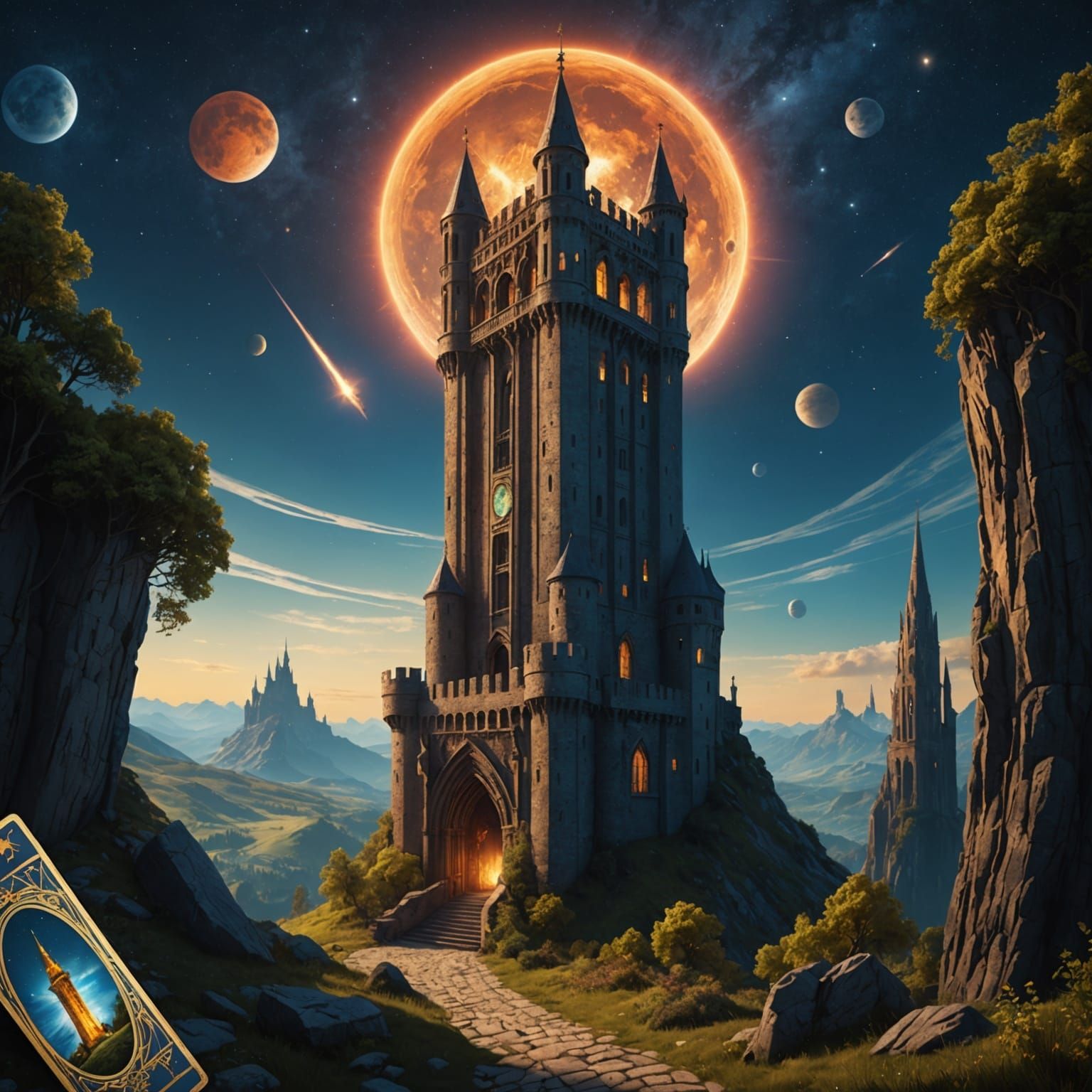 The Tower Tarot Card in Detailed Matte Painting