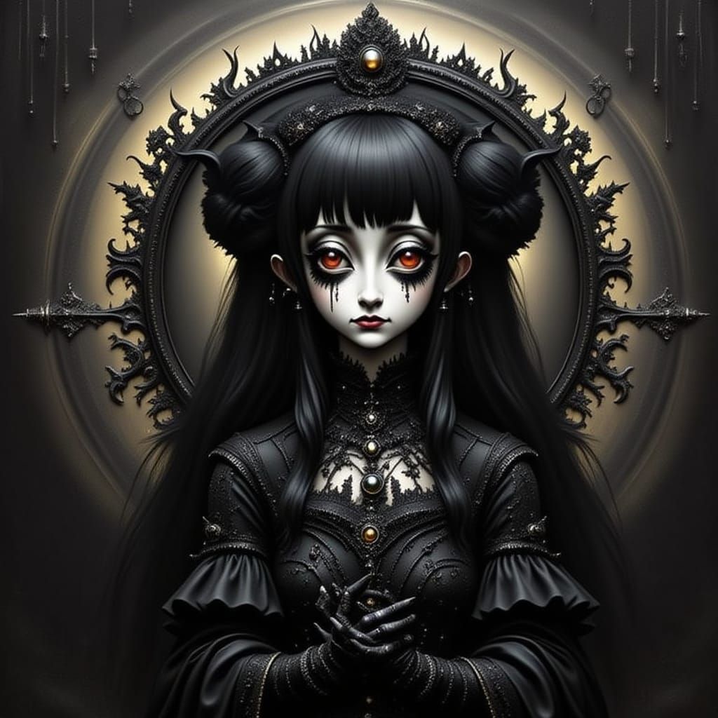 Beautiful Goth Babe Portrait in Modern Style