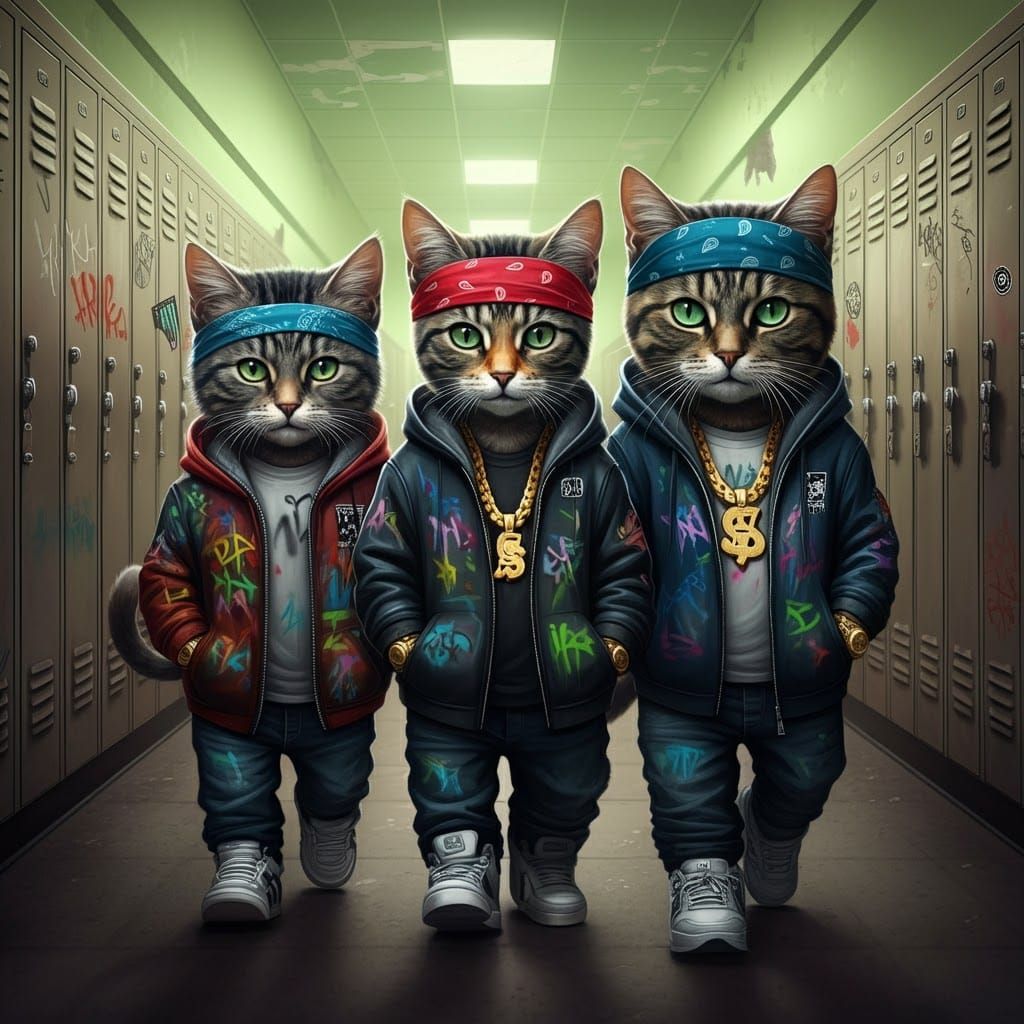 Hooded Cat Gang's First Day: Graffiti Art