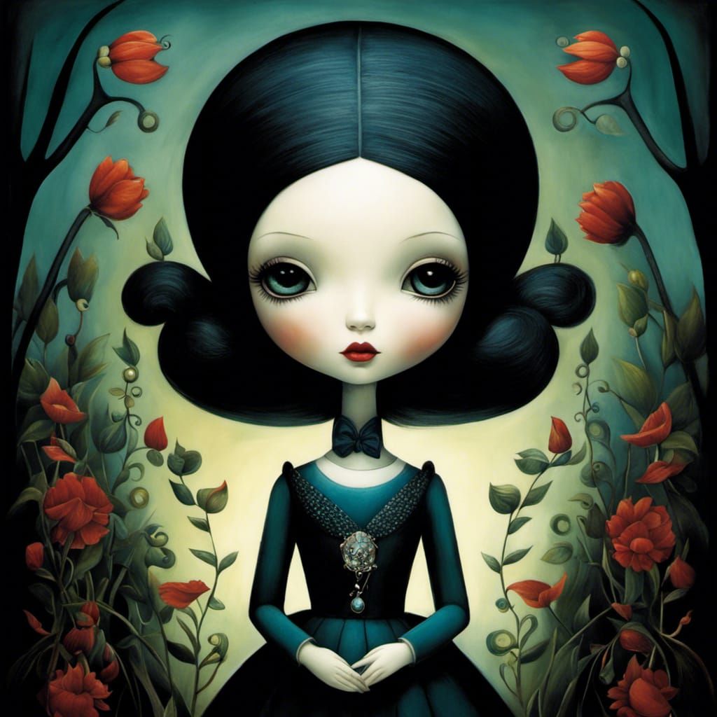 Ethereal Doll in Gothic Art Style
