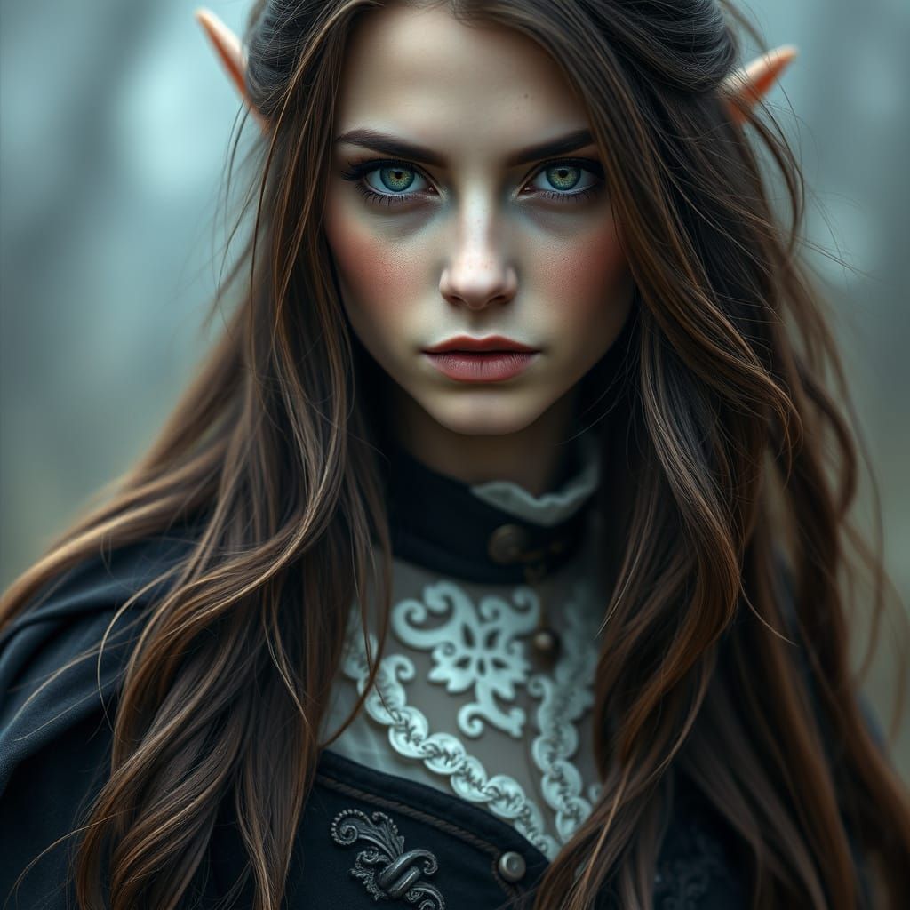 Victorian High Elf Rogue Portrait, Hyperrealistic Style