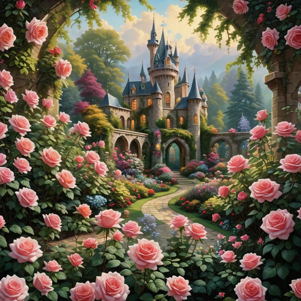 Whimsical Castle Greenhouse in Ethereal Bloom