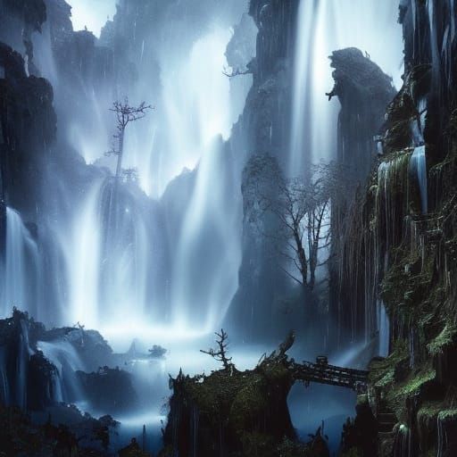 Biomechanical Angel in Dark Lands: A Digital Painting