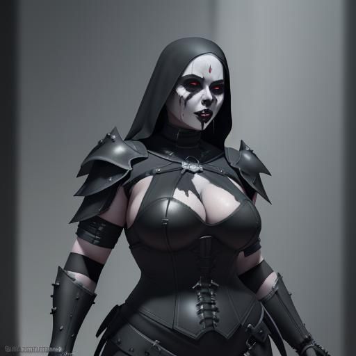 Gothic Warrior Nun in Body Armor: 3D Digital Art