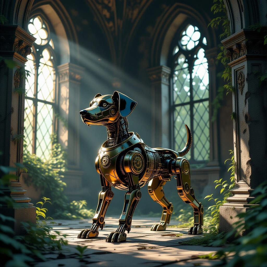 Automaton Dog Guards Crumbling Royal Palace in Dark Fantasy ...
