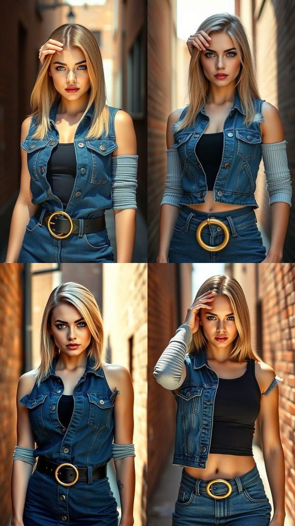 Hyperrealistic Portrait of a Confident Woman in Alleyway