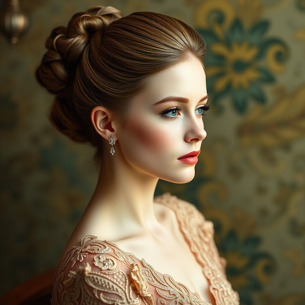 Elegant Lady with Diamond Hair, in Classical Style