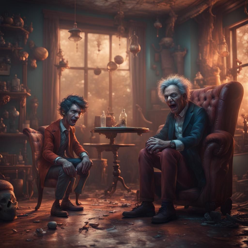 Psychopath Lunatic with Imaginary Friend: Matte Painting