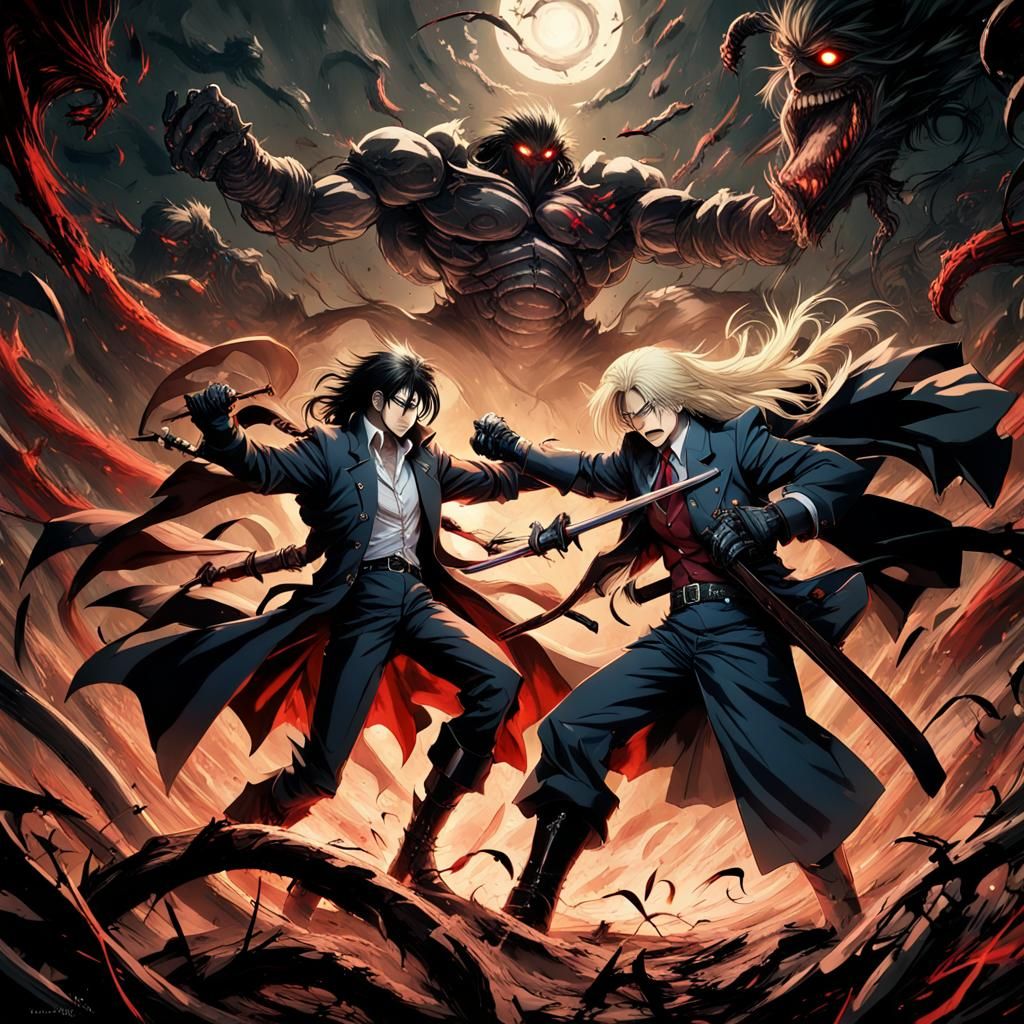 Dynamic Anime Fight Scene in Studio Ghibli Style