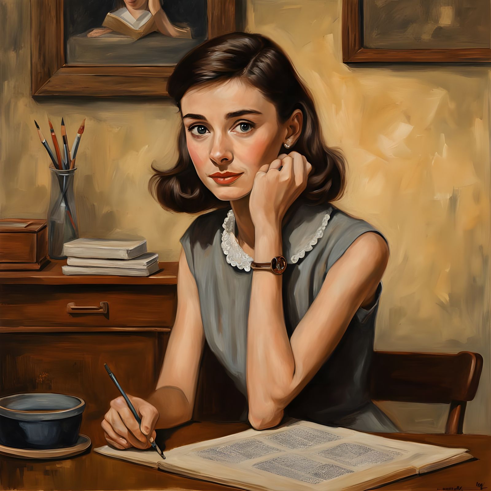 Classic Oil Painting of Young Woman