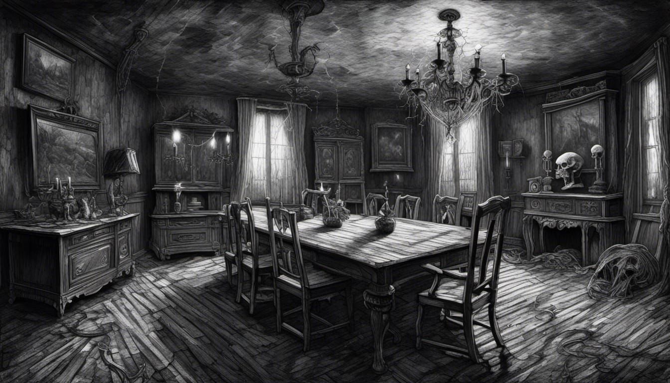 Eerie Abandoned Room in Graphic Novel Style