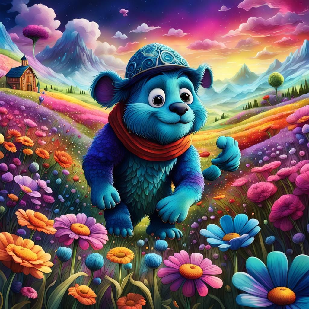 illustration showcasing a vibrant flower field