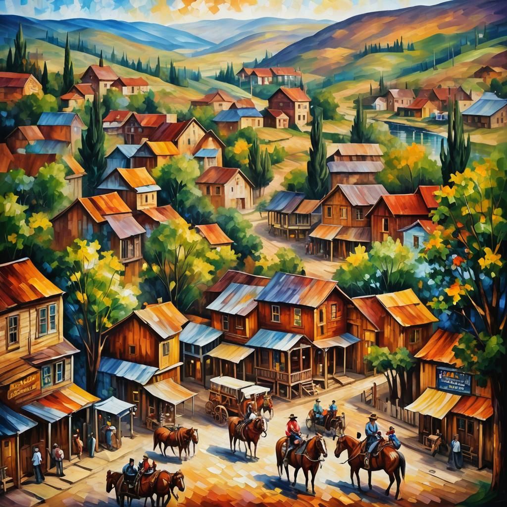 Old West Town in Summer: Impasto Style