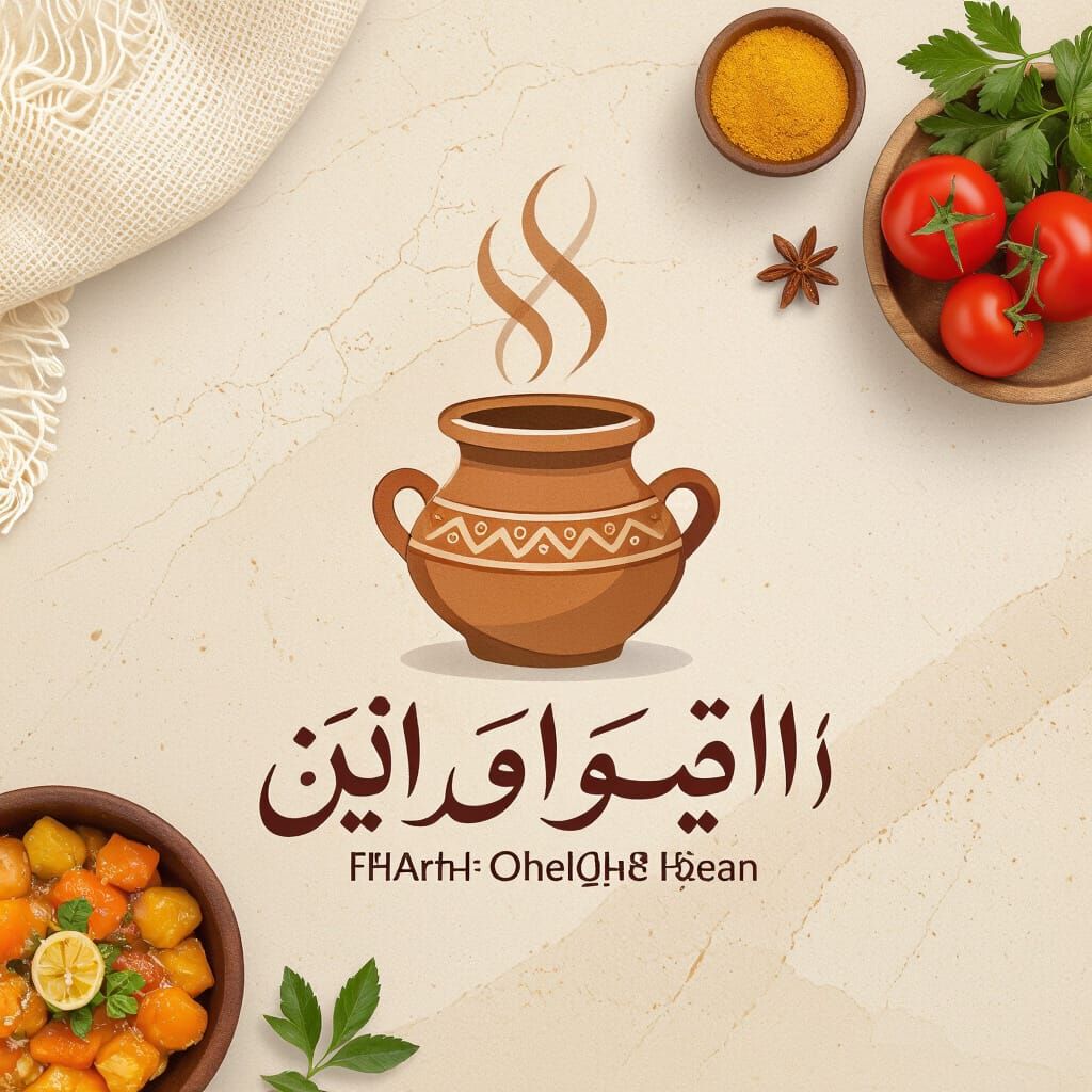 Cozy Iranian Food Logo: Clay Pot with Steam