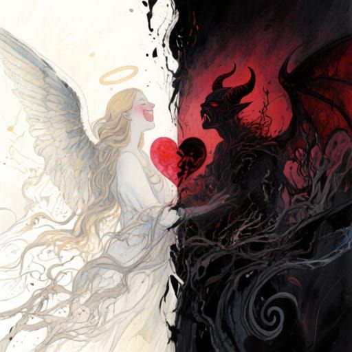 Diptych of Duality: Love and Hate in Watercolor