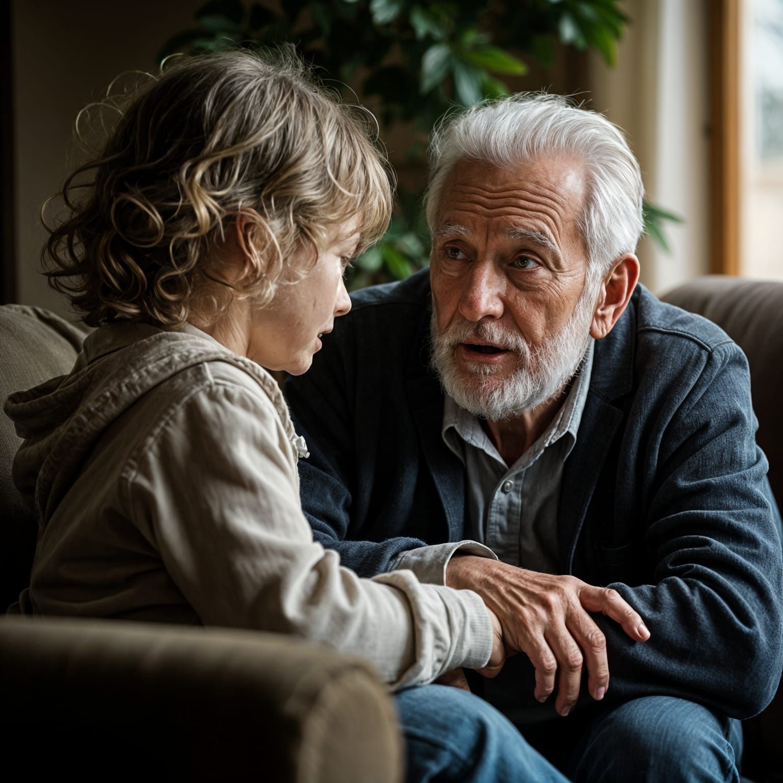 Heartwarming Portrait of Grandfather and Grandchild
