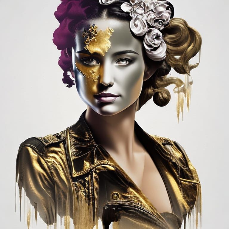 Dramatic Portrait with Spray Paint Effect as Digital Airbrus...