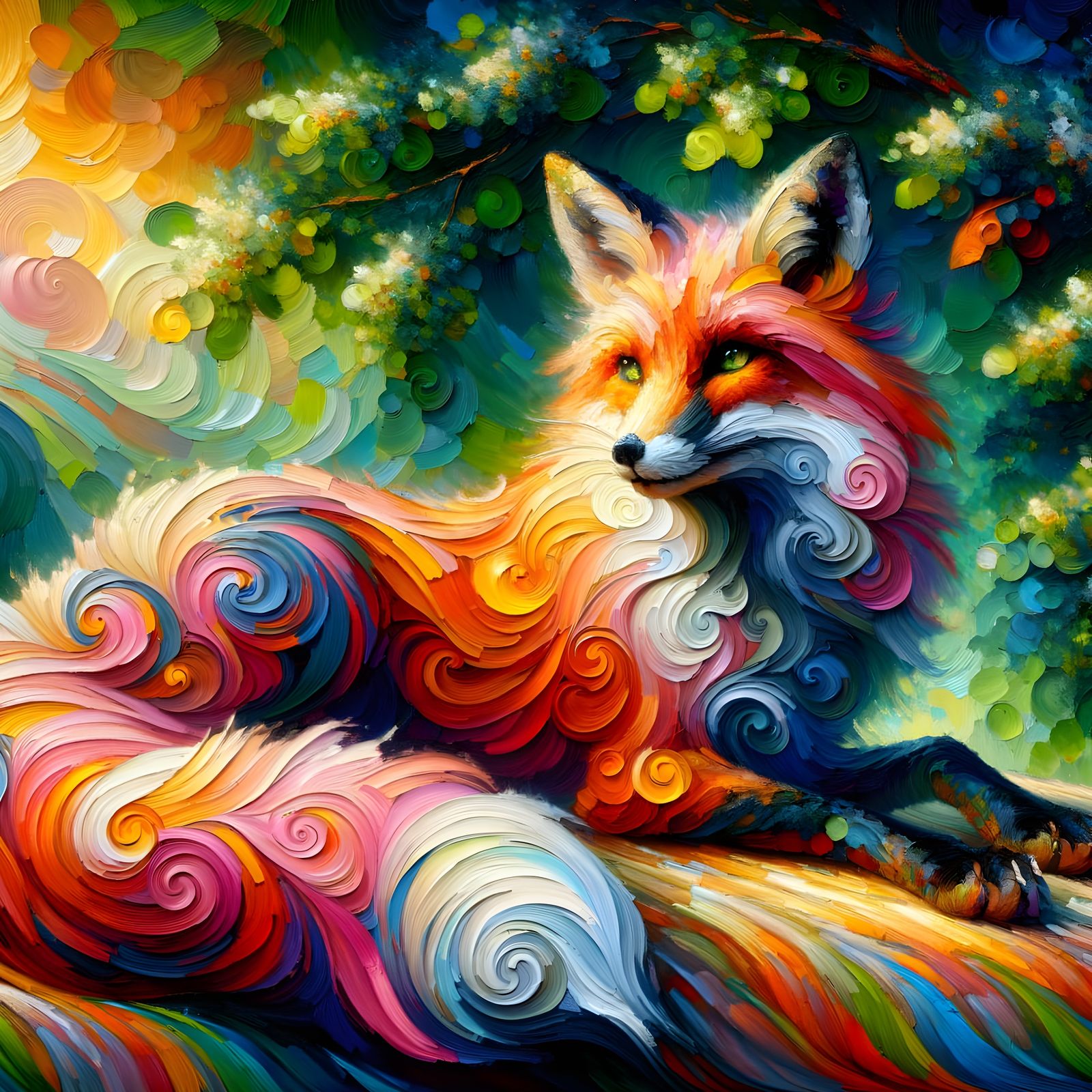 Beautiful fox in a fantasy setting.