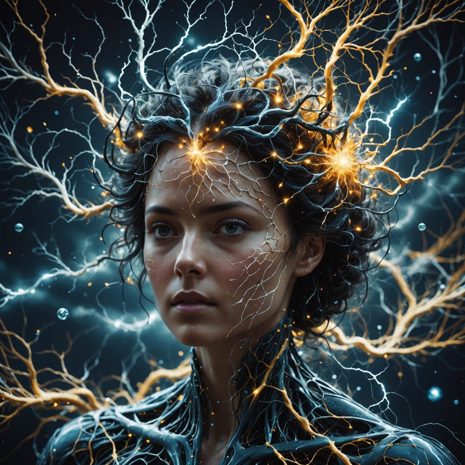 Chaotic Fractal Storm: Neural Pathways and Data Streams