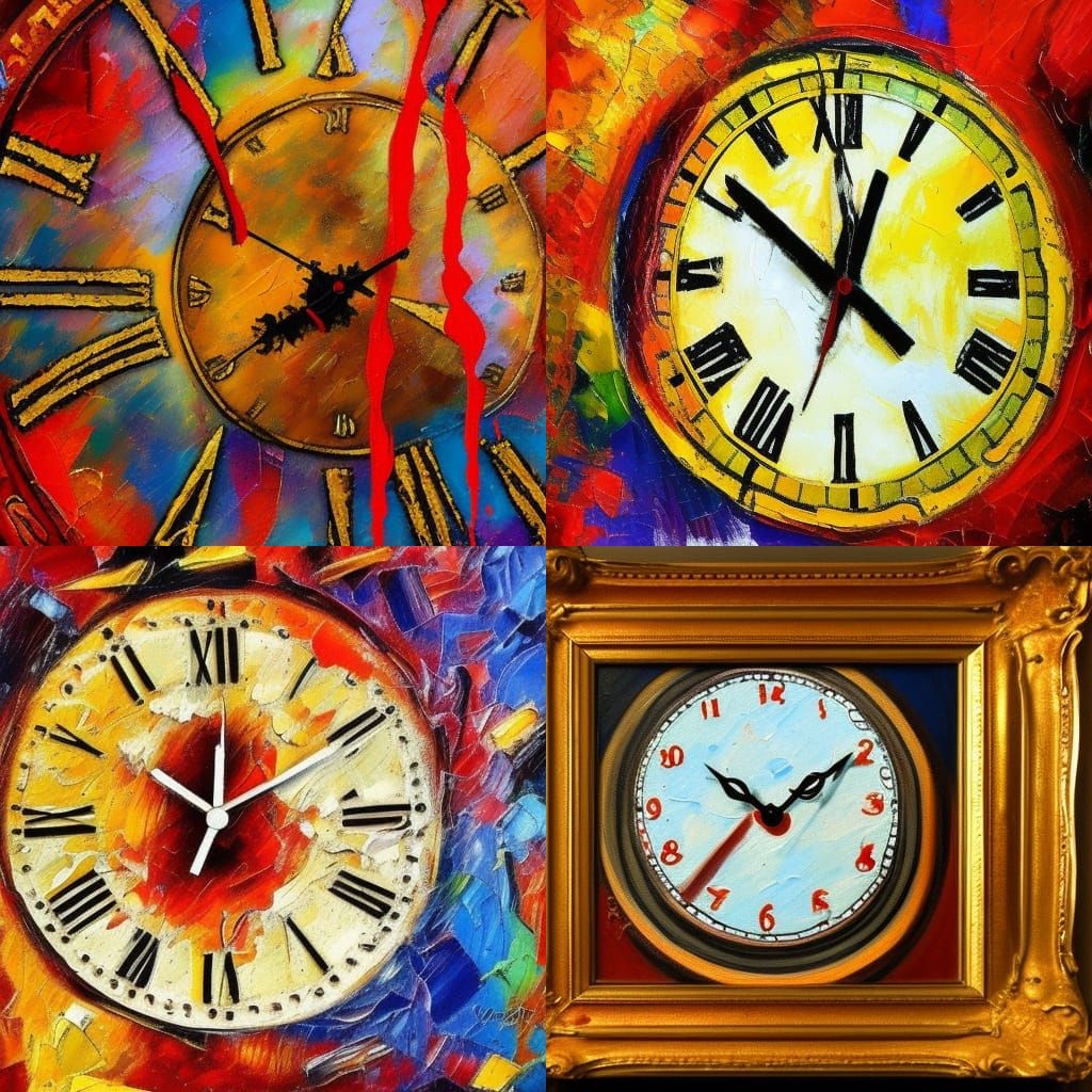Bloody Broken Arm Clock in Expressionist Oil Painting