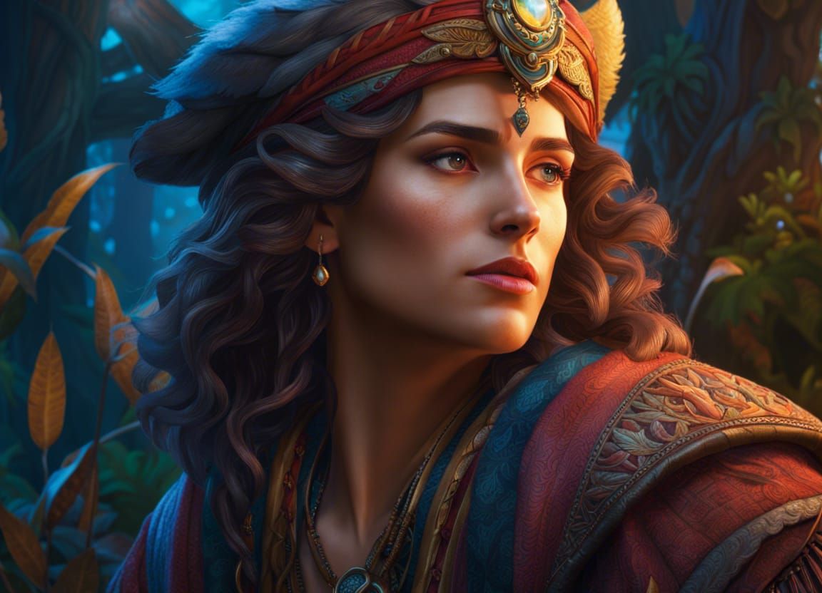 Fantasy Elf Mage Portrait in Hyperdetailed Style