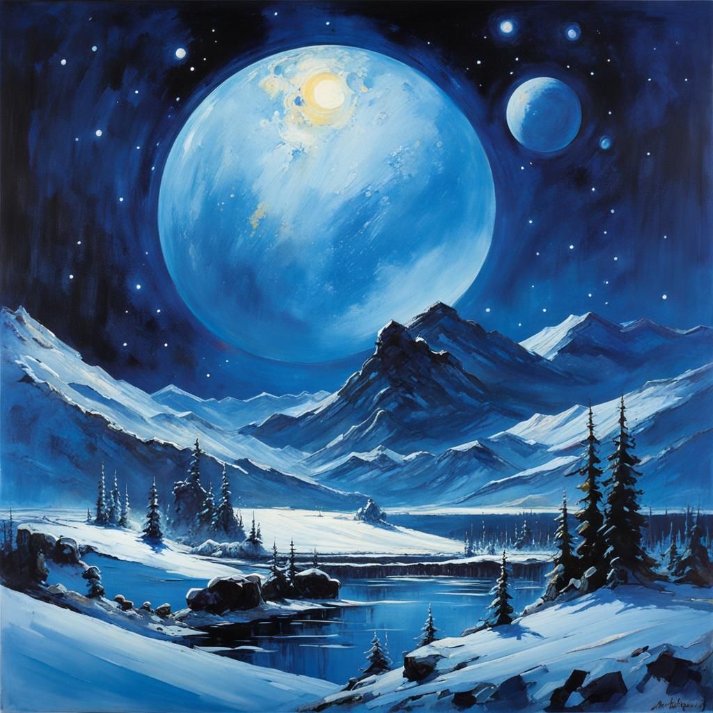 Encastic Starry Night Panorama in Watercolor Style