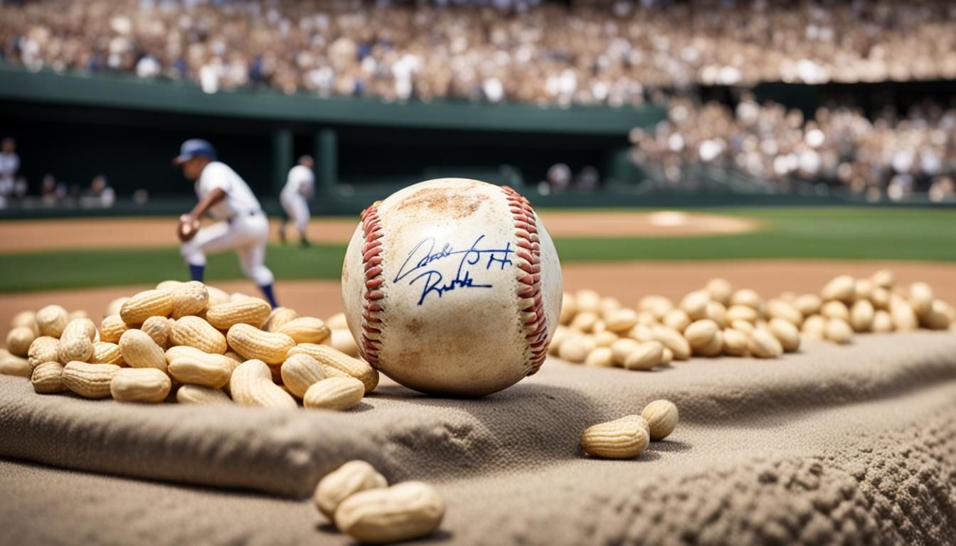 Babe Ruth Autographed Baseball on Bleachers Photograph
