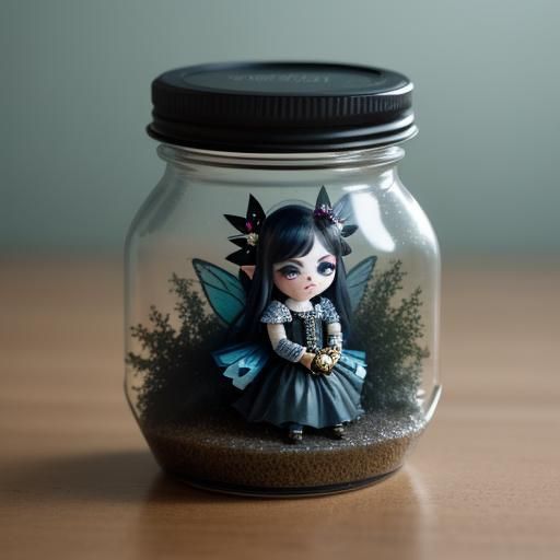 Grumpy Goth Fairy in a Jar