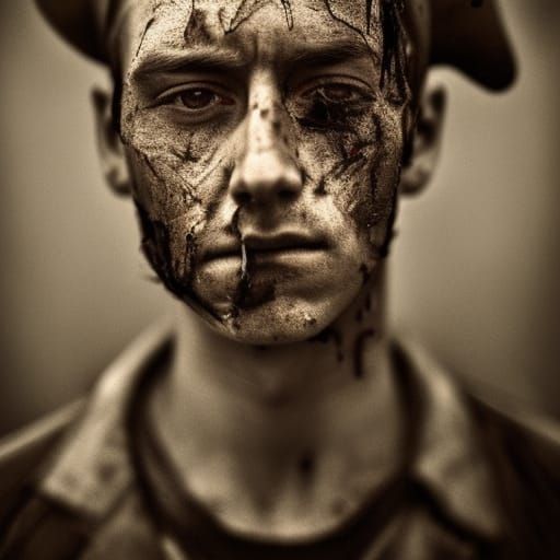 World War Soldier Portrait in Realistic Style