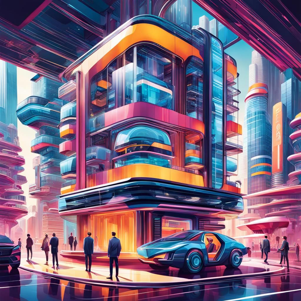 Futuristic Cityscape with Vivid Colors and Details