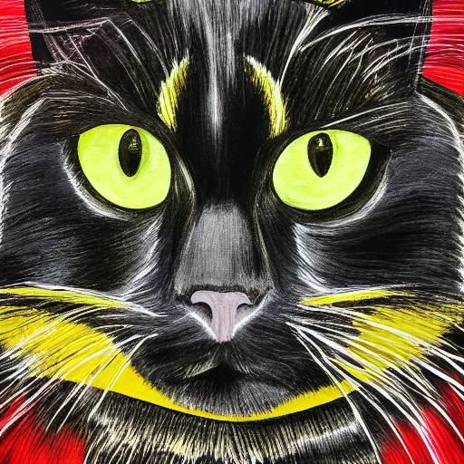 Abstract Black Cat with White Markings