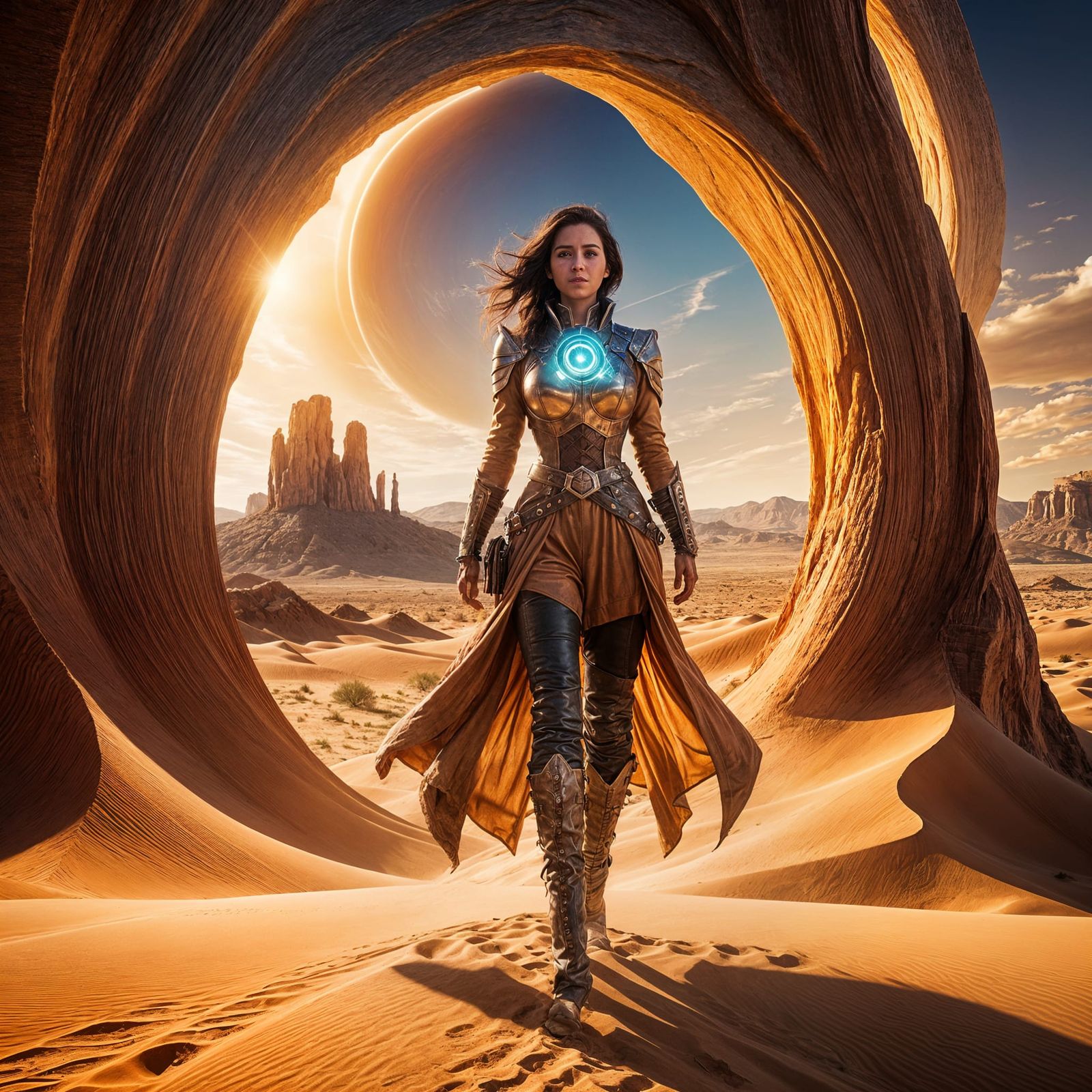 Woman Gazing at Desert Portal