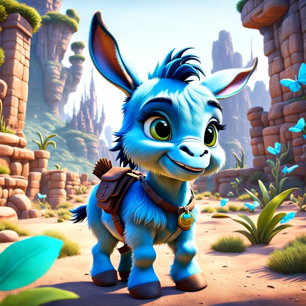 Disney Pixar Style Baby Donkey Art