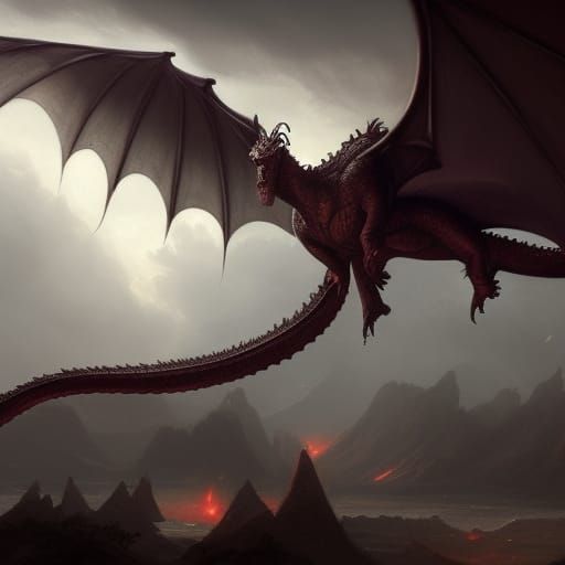 Biblically Accurate Dragon in Dark Fantasy Style