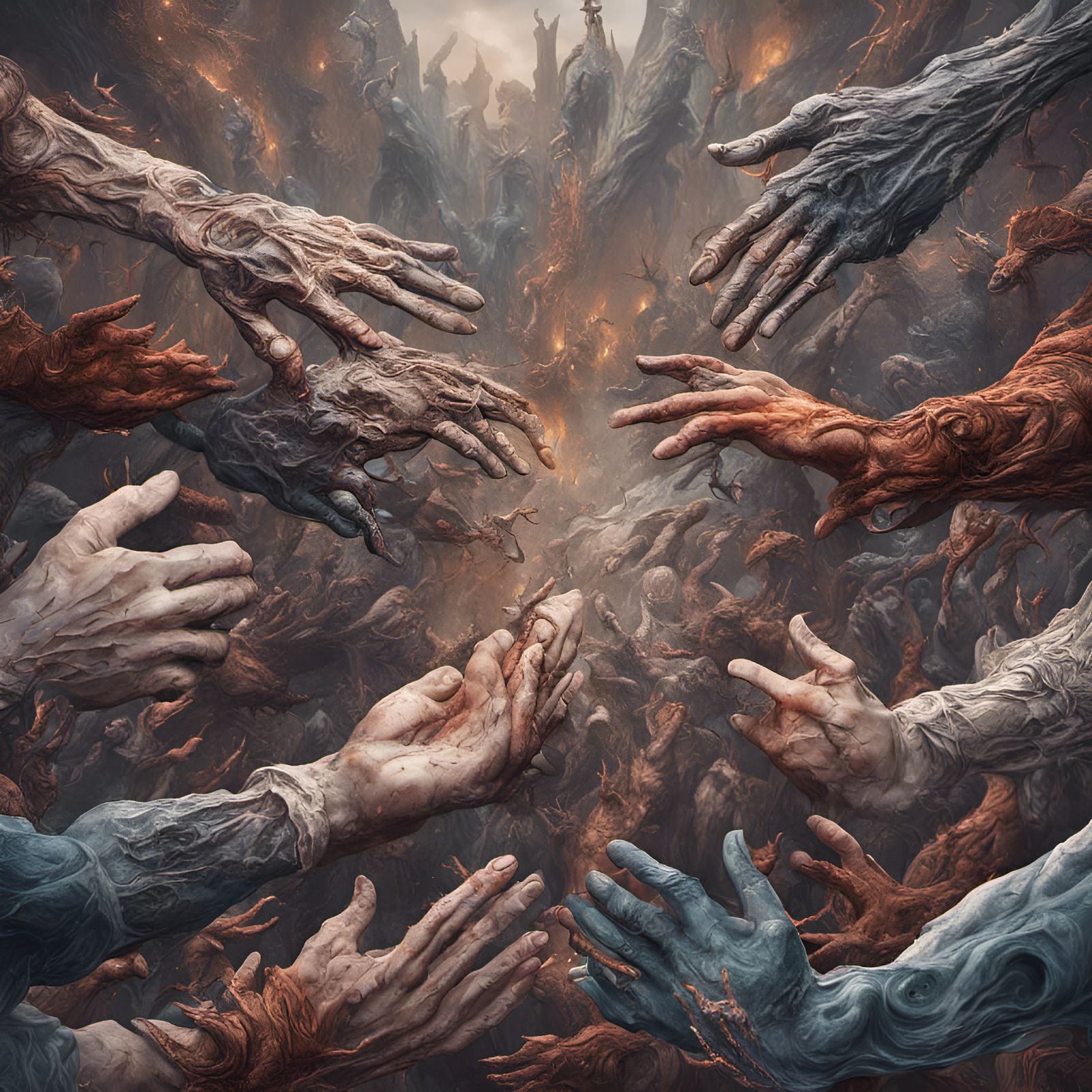 Mountain of Slapping Hands: Detailed Fantasy Art