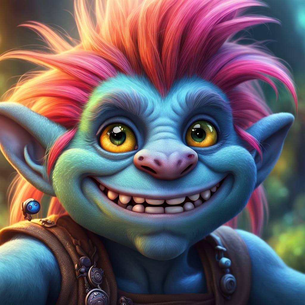Cute Troll Selfie: Vibrant Digital Fantasy Art