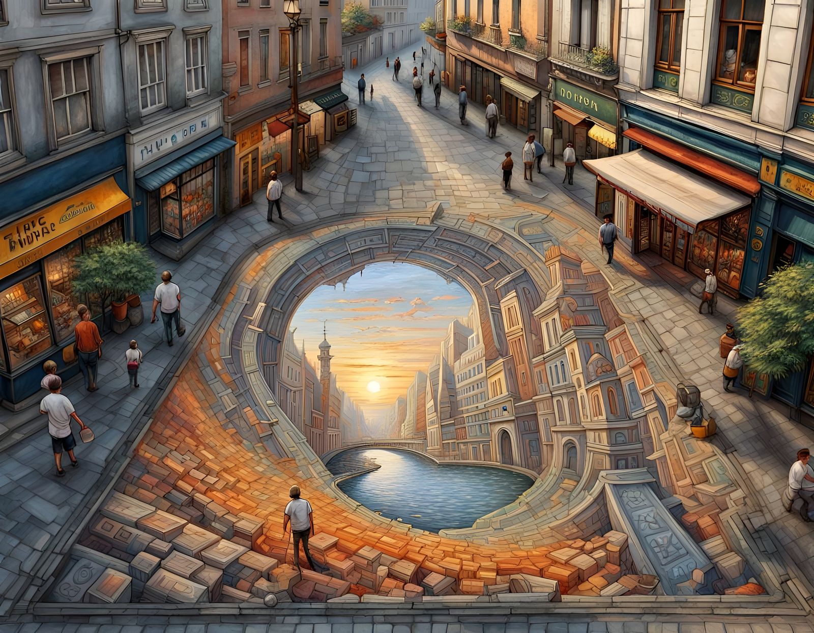 Pavement artwork "portal"