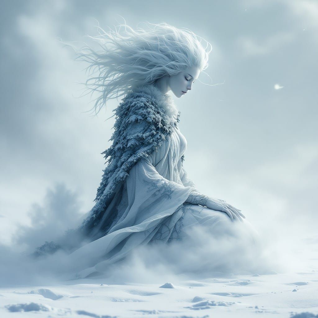 Frozen Goddess of the Tundra in Semi-Realistic Art Style