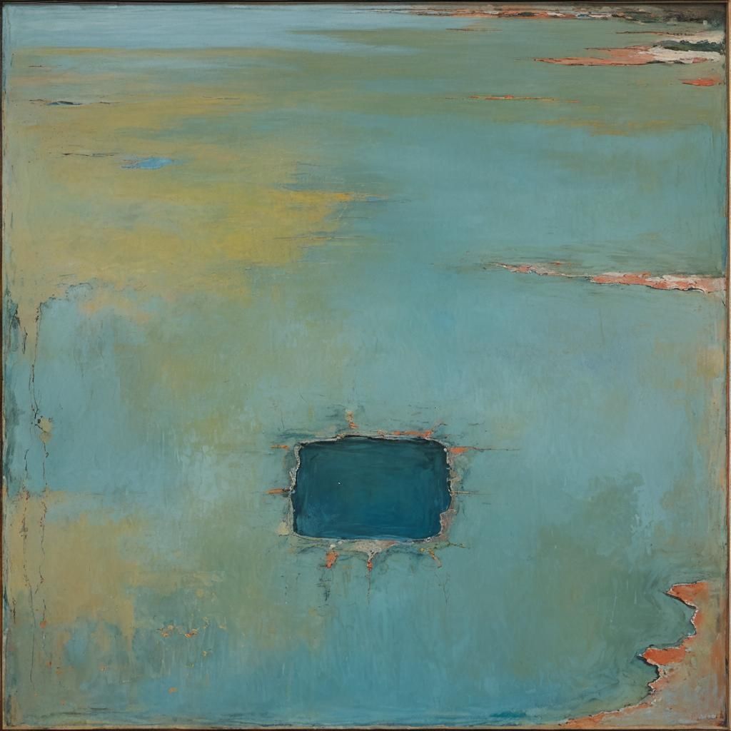 Abstract Expressionist Painting of a Blue Pool