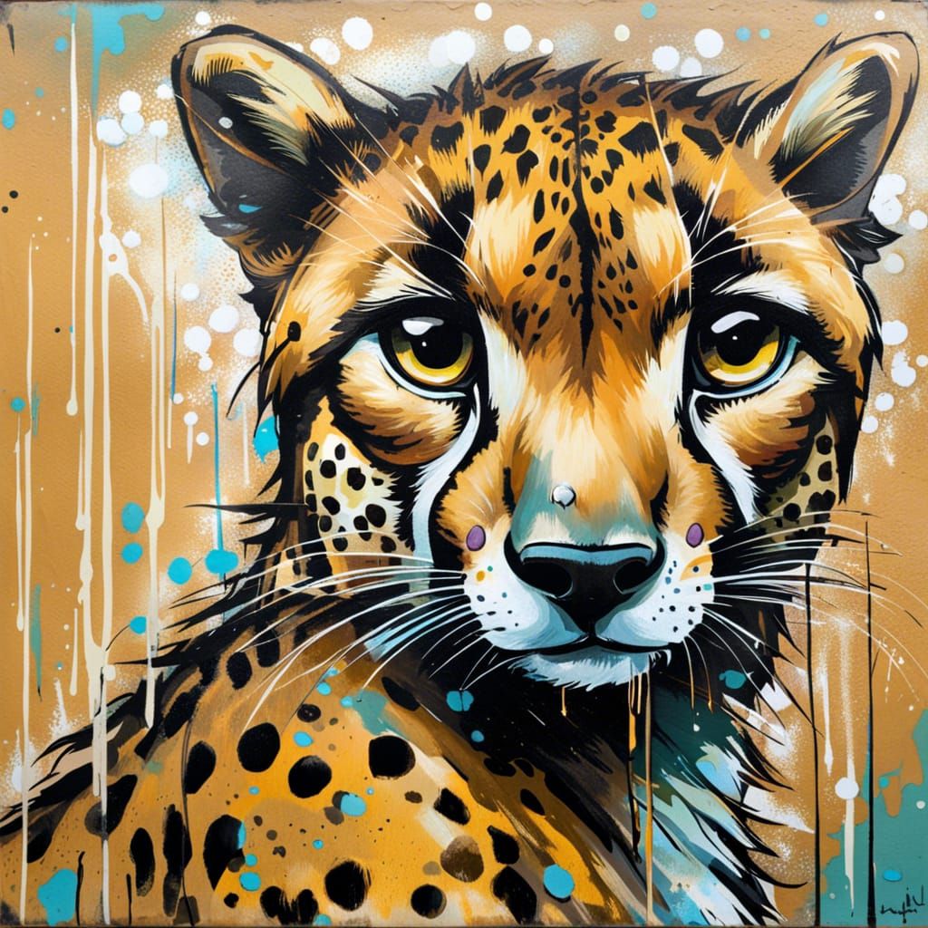 Cheetah Graffiti Street Art by Alice Pasquini