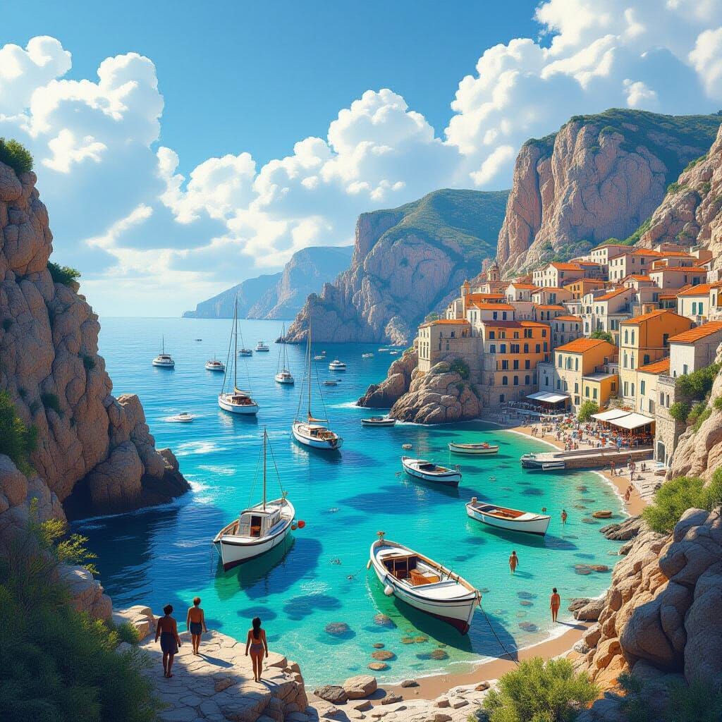 Tonnara Scopello Coastline in Vibrant 3D Anime Style