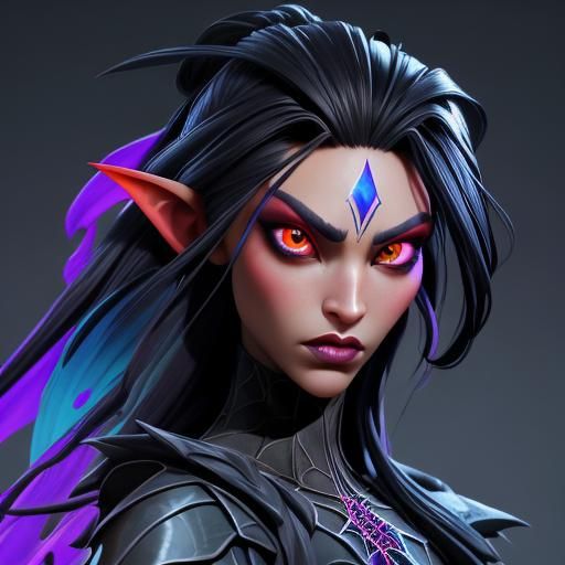 Dark Elf Spider Queen with Spiderweb Hairstyle