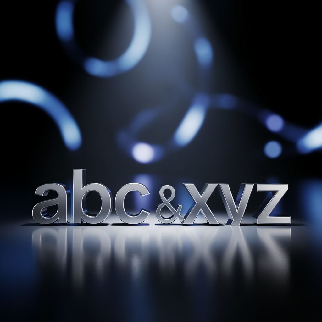 Chrome Letters ABC XYZ in Dramatic Spotlight