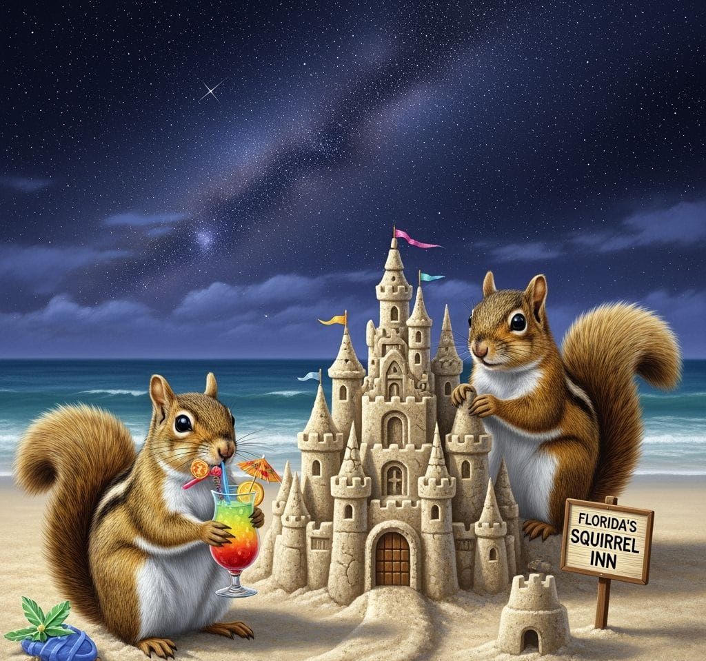 Squirrels Enjoying a Beach Vacation in Florida