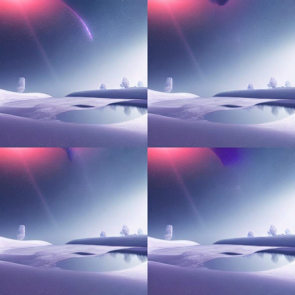 Icy Planet in Cyberpunk Anime Style