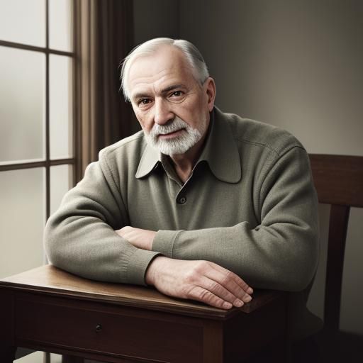 Political Portrait of Tadeusz Mazowiecki with Polish Flag