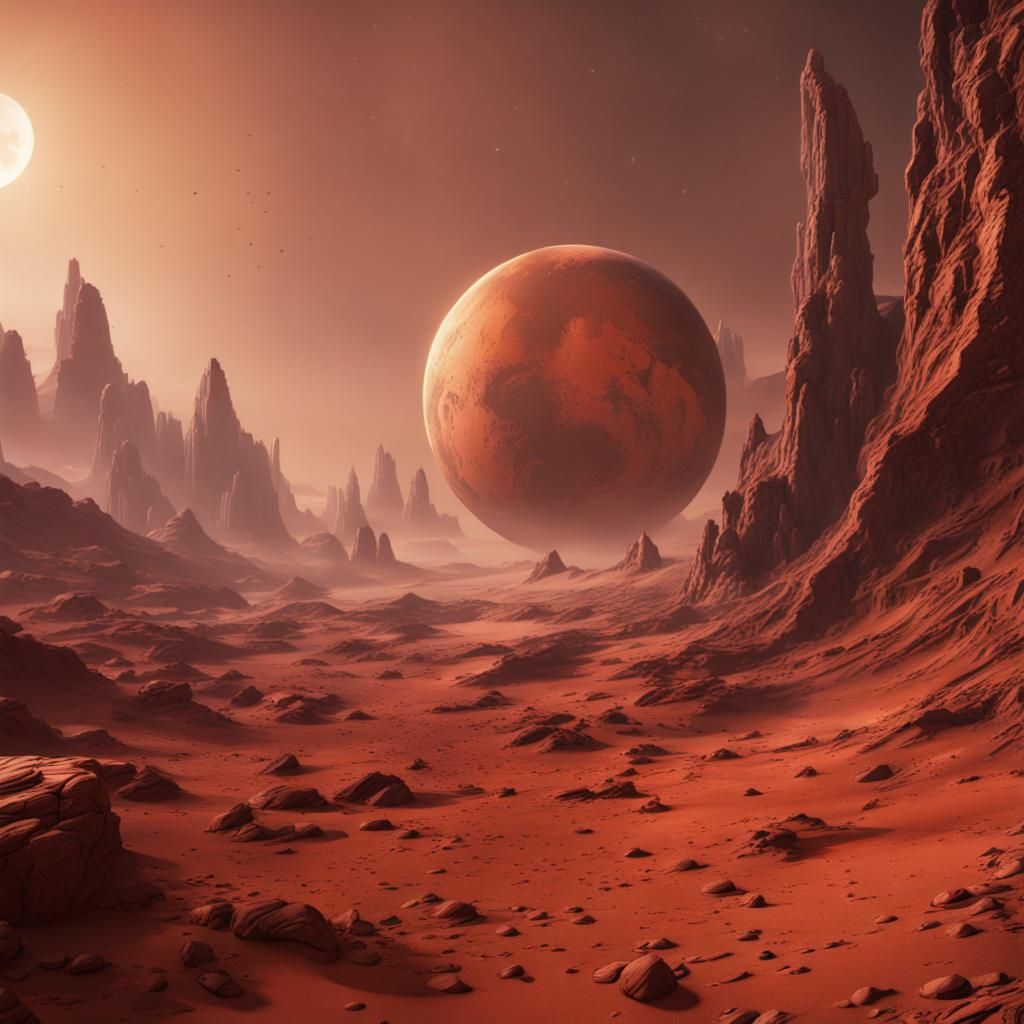 Detailed Matte Painting of Mars in Deep Color